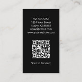 シンプル砂漠サボテンQRコード白黒 名刺 (裏面)