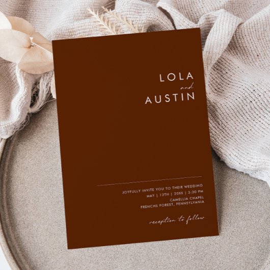 シンプル砂漠ダークシナモンオールインワン招待状 招待状