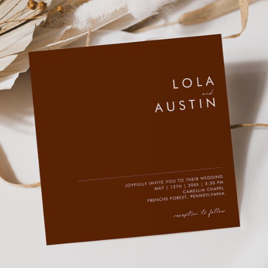 シンプル砂漠 |ダークシナモンスクエア招待状 招待状