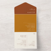 シンプル砂漠 |テラコッタ、オレンジ、シナモンアル オールインワン招待状 (内側)