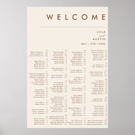 シンプル砂漠 |ナチュラルホワイトアルファベットの座席 ポスター (正面)