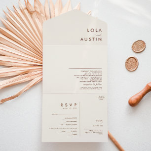 シンプル砂漠  ナチュラルホワイトシールと送信 オールインワン招待状