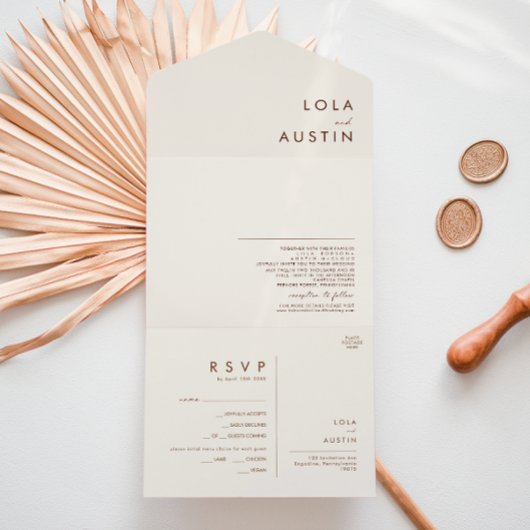 シンプル砂漠 |ナチュラルホワイトシールと送信 オールインワン招待状