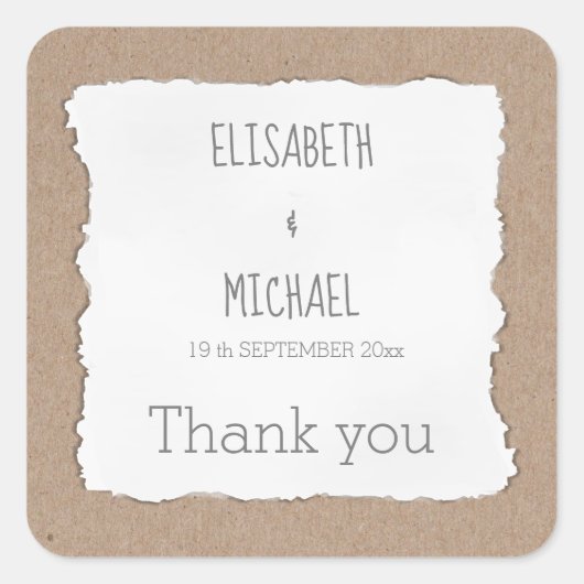シンプル破コンテンポラリー裂した紙段ボール感謝していユー スクエアシール (正面)