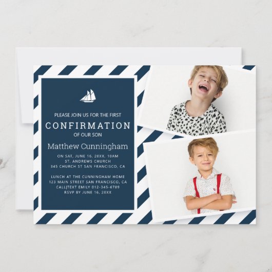 シンプル確認|少年 招待状 (裏面)