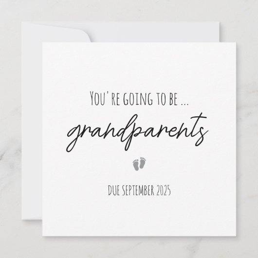 シンプル祖父母の妊娠告知カード 案内状 (裏面)