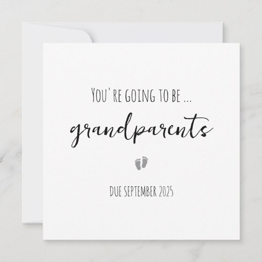 シンプル祖父母の妊娠告知カード 案内状 (裏面)