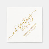 シンプル祝のライフ金ゴールド台本の葬儀 スタンダードカクテルナプキン (正面)