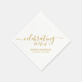 シンプル祝のライフ金ゴールド台本の葬儀 スタンダードカクテルナプキン (角)