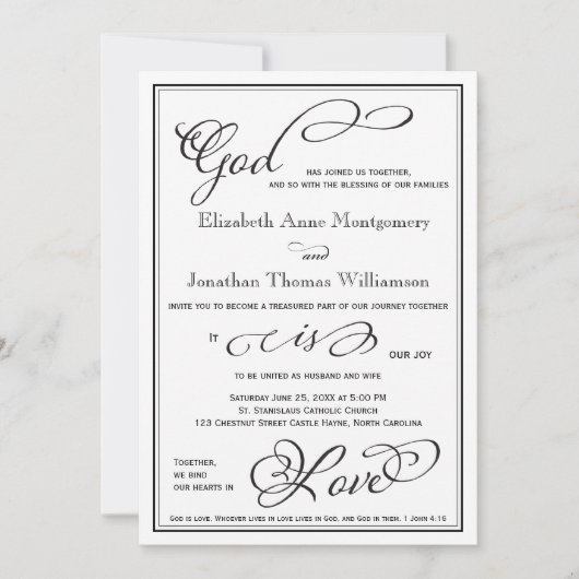 シンプル神は愛キリスト教結婚式招待状 招待状 (正面)