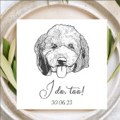 シンプル私は犬の手のスケッチの結婚行う 縁ありカクテルナプキン