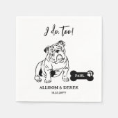 シンプル私も犬ブルドッグのスケッチ結婚の スタンダードカクテルナプキン (正面)