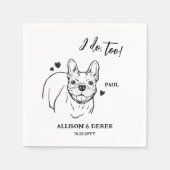 シンプル私も犬ブルドッグフランスのスケッチ結婚の スタンダードカクテルナプキン (正面)