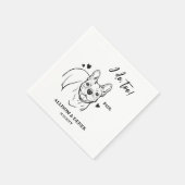 シンプル私も犬ブルドッグフランスのスケッチ結婚の スタンダードカクテルナプキン (角)