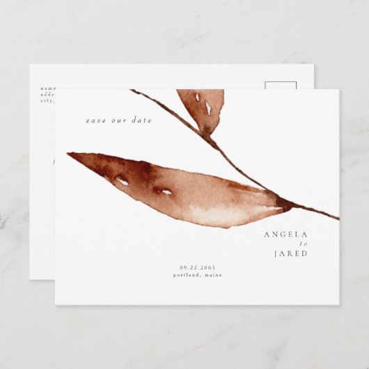 シンプル秋の水の色の救葉私たちの日付 案内ポストカード (正面/裏面)