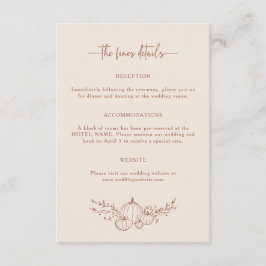 シンプル秋の結婚式詳細 エンクロージャーカード