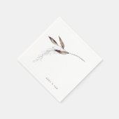 シンプル秋の葉の結婚カップル名カクテル スタンダードカクテルナプキン (角)