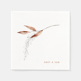 シンプル秋の葉の結婚カップル名カクテル スタンダードカクテルナプキン