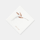 シンプル秋の葉の結婚カップル名カクテル スタンダードカクテルナプキン (角)