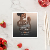 シンプル秋エレガントインラブフォトブライダルシャワー スタンダードカクテルナプキン (インサイチュ)