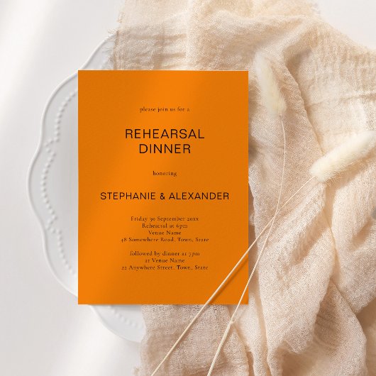 シンプル秋オレンジQRリハーサルディナー招待状 招待状