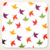 シンプル秋カラフル葉秋リーフ スクエアペーパーコースター (正面)
