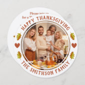 シンプル秋カワイイ感謝祭ファミリーメートップパーティー 招待状 (正面/裏面)