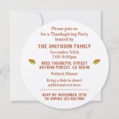 シンプル秋カワイイ感謝祭ファミリーメートップパーティー 招待状 (裏面)