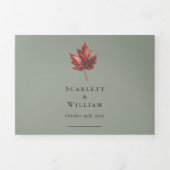 シンプル秋ミニマルセージグリーン結婚ズ 三つ折り招待状 (カバー)