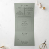 シンプル秋ミニマルセージグリーン結婚ズ 三つ折り招待状 (内部)