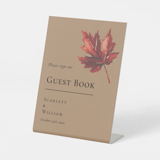 シンプル秋ミニマルテラコッタ結婚のゲストブック 台座サイン (正面)