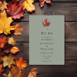 シンプル秋ミニマルリーフセージグリーン我々は結婚の 招待状