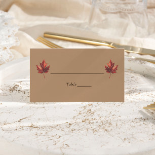 シンプル秋ミニマルリーフテラコッタ結婚ス プレイスカード