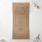 シンプル秋ミニマルリーフテラコッタ結婚ス 三つ折り招待状 (内部)