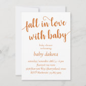 シンプル秋ラブベビー | ほこりっぽい焦げオレンジ 招待状 (正面)