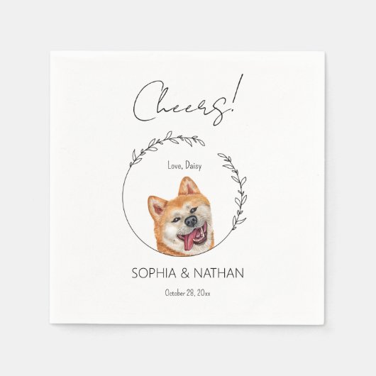 シンプル秋田ドッグ結婚カクテル スタンダードカクテルナプキン (正面)