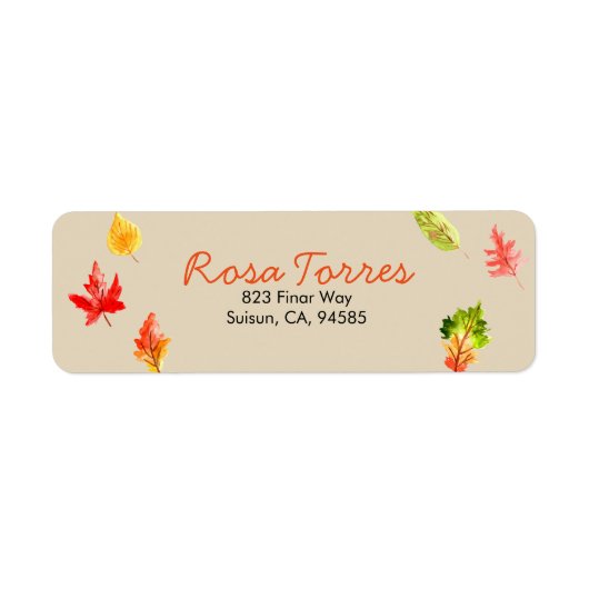 シンプル秋紅葉アドレスの戻りラベル ラベル (正面)