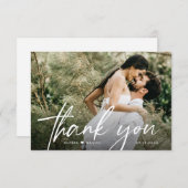 シンプル空白のバック結婚の写真モダン サンキューカード (正面/裏面)