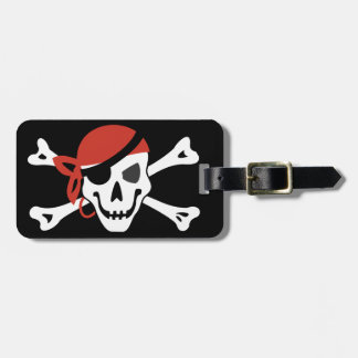 シンプル笑顔の海賊スカルあなたのカスタム文字 ラゲッジタグ