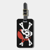 シンプル笑顔の海賊スカルあなたのカスタム文字 ラゲッジタグ (正面縦)