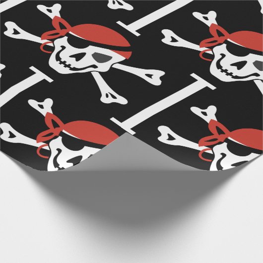 シンプル笑顔の海賊スカル ラッピングペーパー (角)