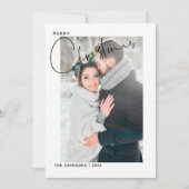 シンプル第1回クリスマス結婚の写真ありがとう シーズンカード (正面)