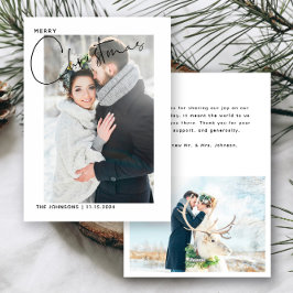 シンプル第1回クリスマス結婚の写真ありがとう シーズンカード