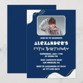 シンプル第17回誕生日招待状メンズ写真海軍 招待状 (正面/裏面)