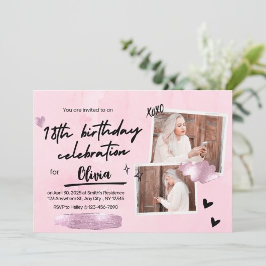 シンプル第18回誕生日パーティー招待状 招待状 (スタンド正面)