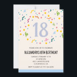 シンプル第18期招待状紙吹雪モダン 招待状<br><div class="desc">18シンプル歳の誕生日招待状紙吹雪書モダン道タイポグラフィマイルストーンのクラシックエレガントカラフル フェミニン</div>
