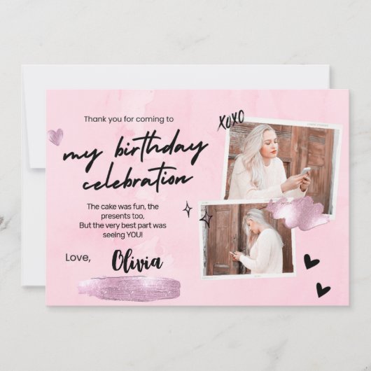 シンプル第18期誕生日パーティーサンキューカード サンキューカード (正面)