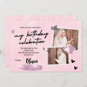 シンプル第18期誕生日パーティーサンキューカード サンキューカード (正面/裏面)