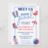 シンプル第2誕生日招待状プールパーティー夏 招待状 (正面)