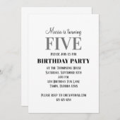 シンプル第5バースデーパーティーテンプレート 招待状 (正面/裏面)